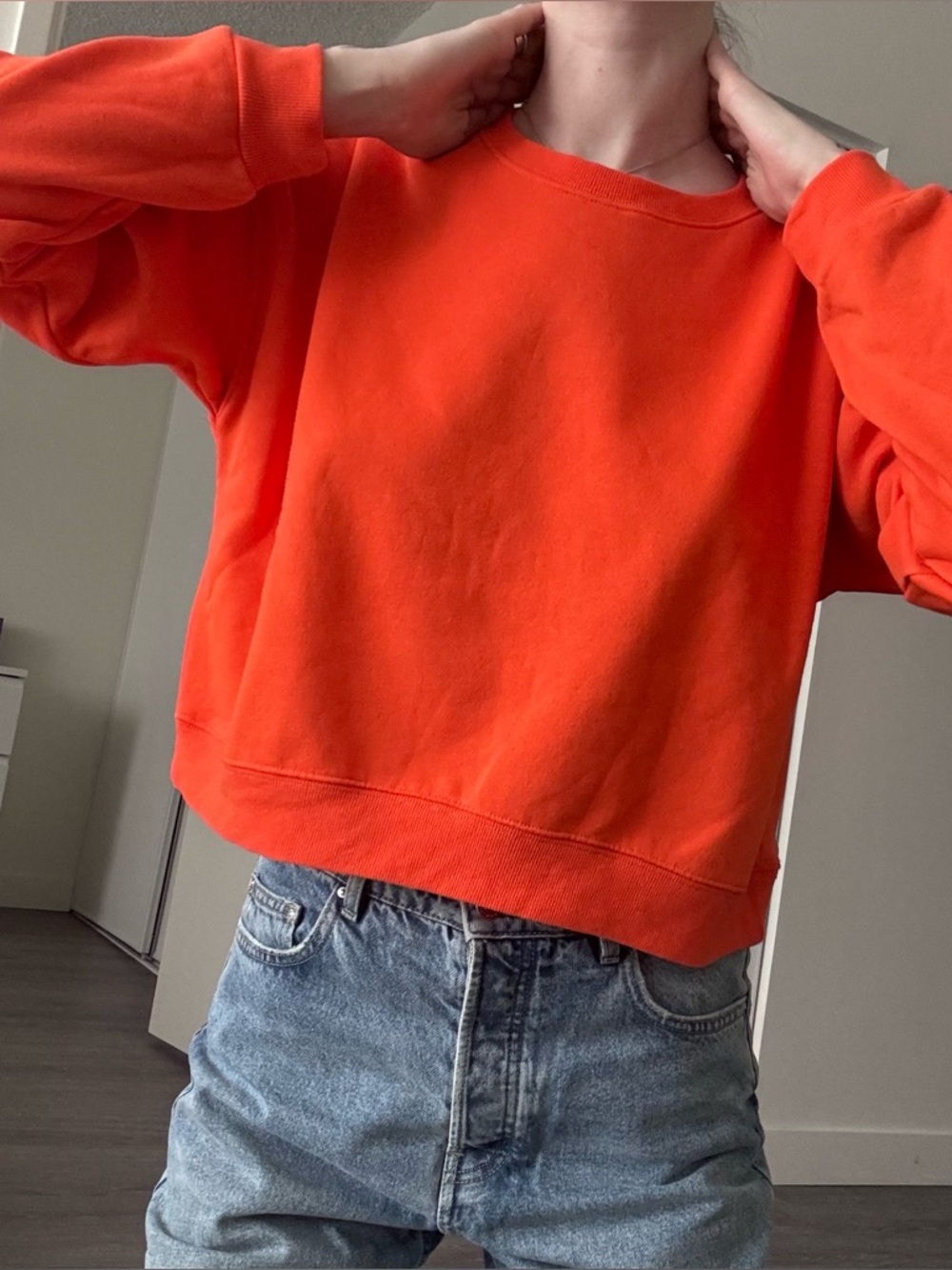 Orange  cropped Sweatshirt